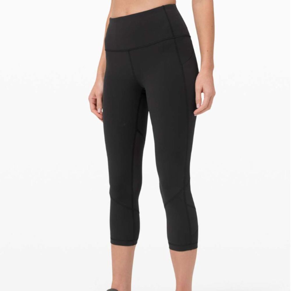 Women Lululemon Pace Rival High-Rise Crop 22" Black Size 6 Running Activewear